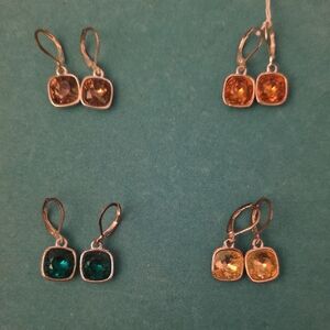 Elegant Silver and Gemstone Earrings Set